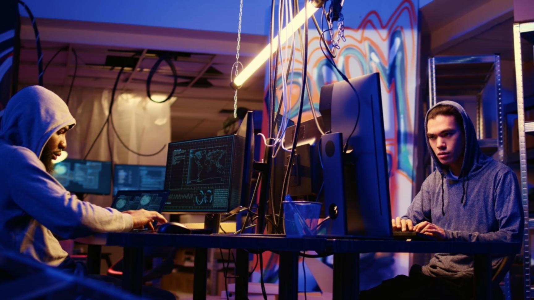 Estudiante diseñando niveles 3D en estación de trabajo profesional